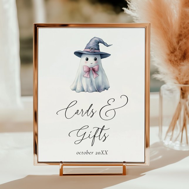 Poster Ghost Witch Hat Halloween Cards Gifts Baby Shower (Créateur téléchargé)