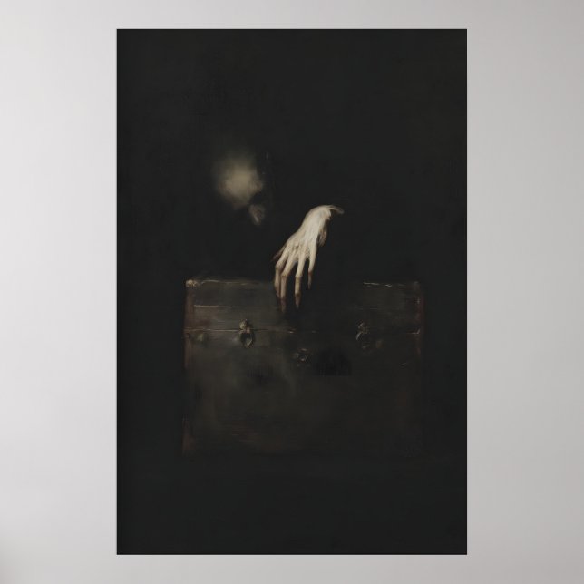 Poster Ghostly Figure Reaching Out of Antique Chest (Devant)