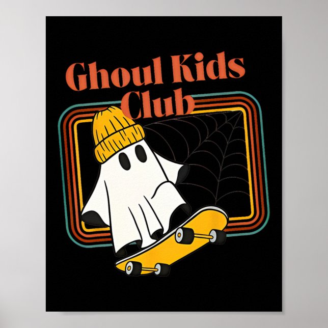 Poster Ghoul Kids Club Skater Halloween Cool Ghost Skateb (Devant)