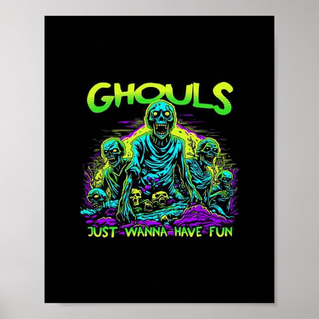 Poster Ghouls veut juste s'amuser - Halloween Sloth Desig (Devant)