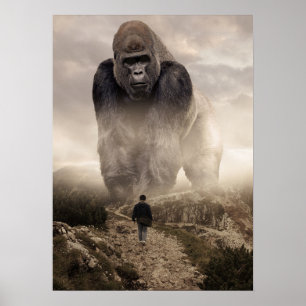 Poster Giant Gorilla vs Homme, Succès Esprit Motivation