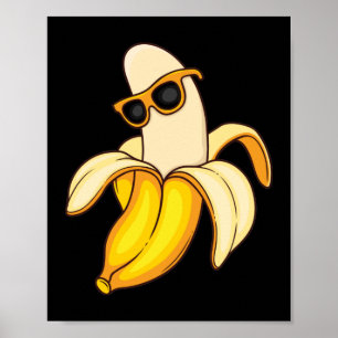 Poster Giant Long Yellow Banana Wearing Summer Sunglasses
