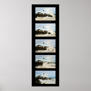 Poster Giant Waves Photo Collage Portland Head Lighthouse