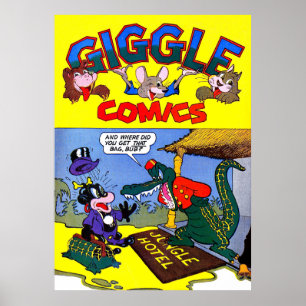 Poster Giggle Crocodile Alligator Animaux Vintages BD