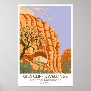 Poster Gila Cliff Logements Monument National Nouveau-Mex