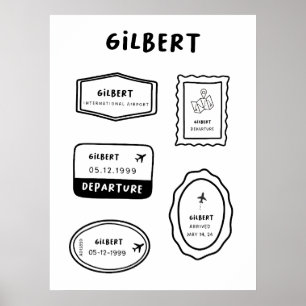 Poster Gilbert - Collection de timbres de voyage   Concep