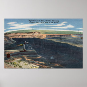 Poster Gillette, WY - Wydodak Vue de la mine de charbon