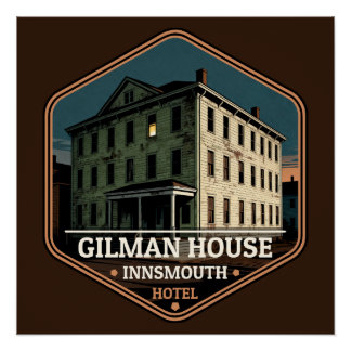 Poster Gilman House Innsmouth Hotel Vintage Travel Badge