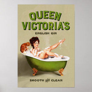 Poster Gin anglais de la reine Victoria : publicité Vinta
