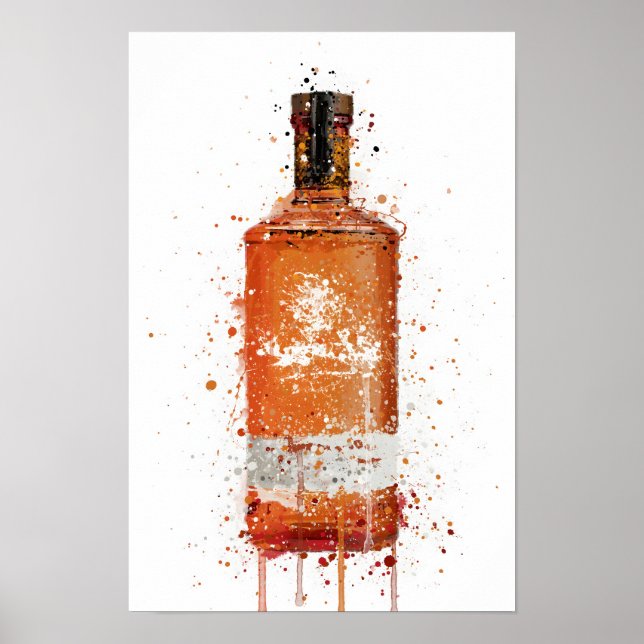 Poster Gin Bottle Wall Art Print 'Blood Orange' (Devant)