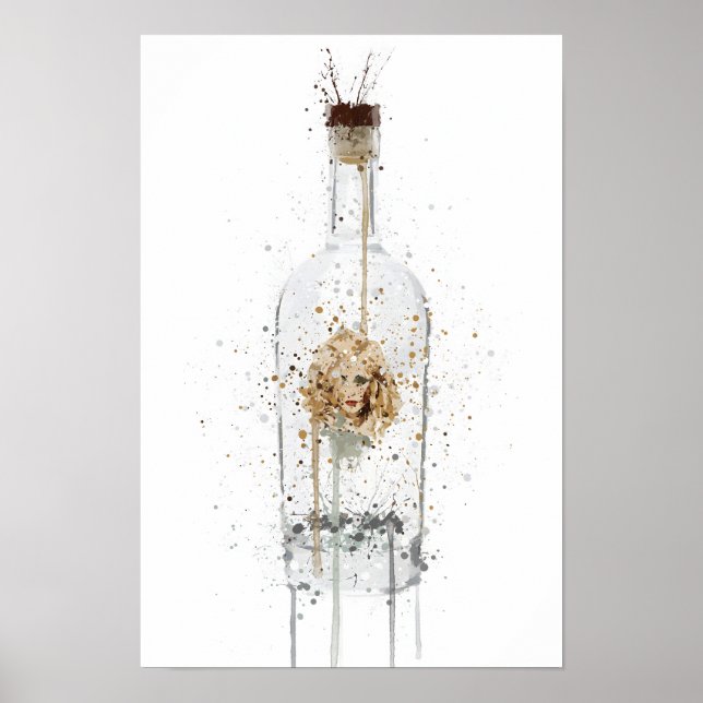 Poster Gin Bottle Wall Art Print 'Bombshell' (Devant)