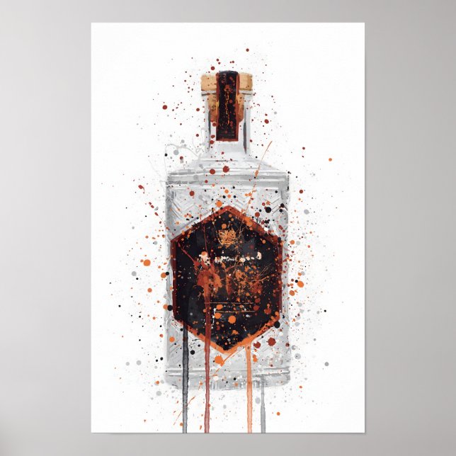 Poster Gin Bottle Wall Art Print 'Honeycomb' (Devant)