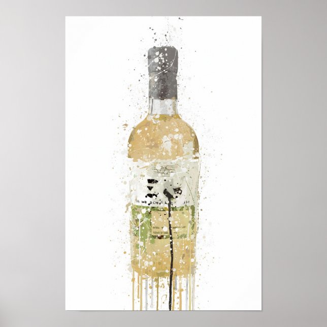 Poster Gin Bottle Wall Art Print 'Meadow' (Devant)