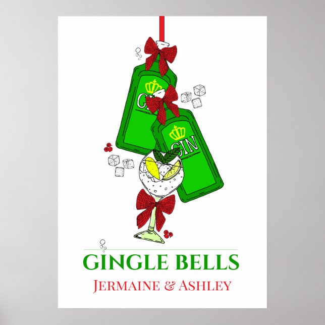 Poster Gin Martini Cocktail Drinker Drôle Noël (Devant)