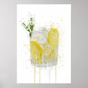 Poster Gin & Tonic 'Citron et Thym'