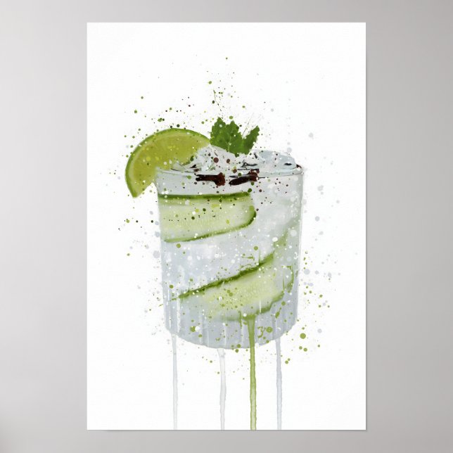 Poster Gin & Tonic 'Concombre et Lime'  (Devant)
