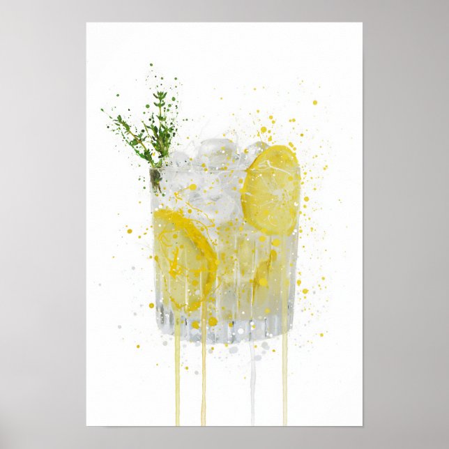 Poster Gin & Tonic 'Lemon and Thyme (Devant)