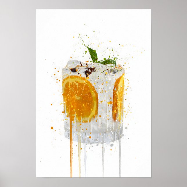 Poster Gin & Tonic 'Orange and Basil' (Devant)