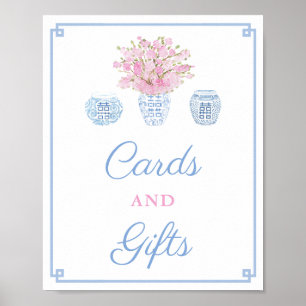 Poster Ginger Jars Rose Bleu Cartes & Cadeaux Baby shower