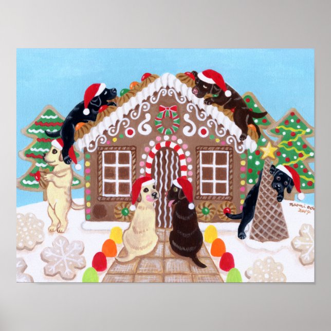 Poster Ginger Pread House Labradors Peinture (Devant)