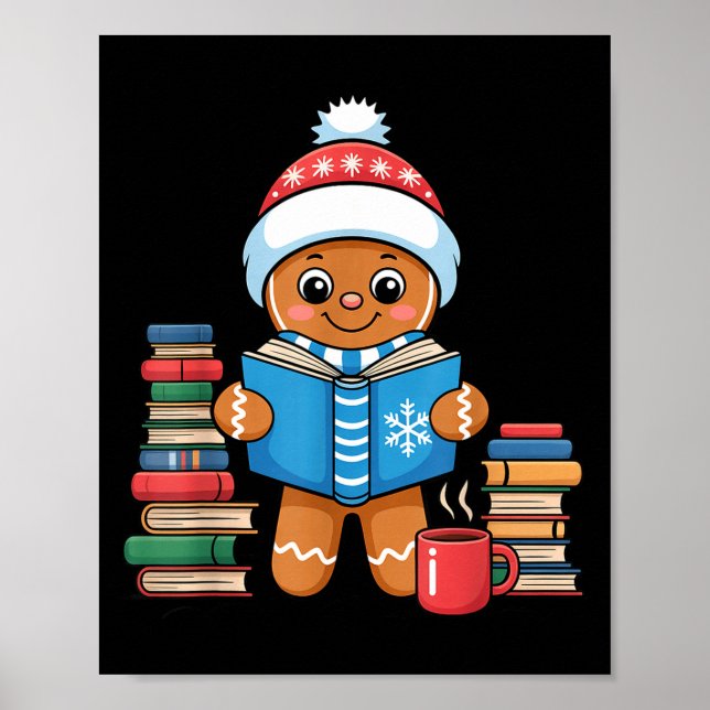 Poster Gingerbread Bibliophile Lisant des Livres Pyjama d (Devant)
