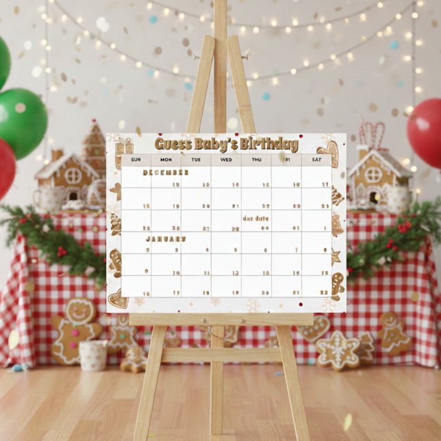 Poster gingerbread calendar "guess baby's birthday" (Créateur téléchargé)