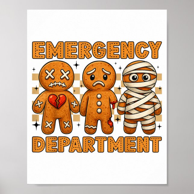 Poster Gingerbread Emergency Department Christmas Nurse D (Devant)