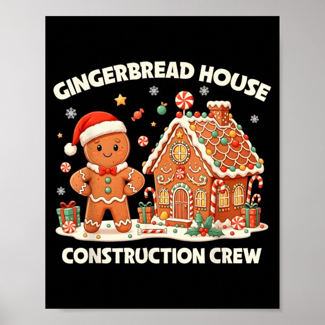 Poster Gingerbread House Construction Crew Kids Men Women (Devant)