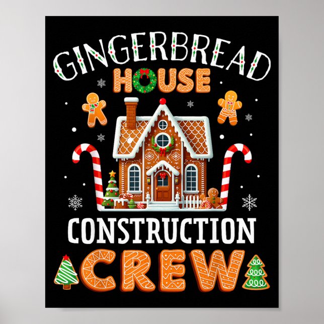 Poster Gingerbread House Construction Crew Kids Men Women (Devant)