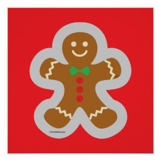 Poster Gingerbread Man Making The Angel In The Snow