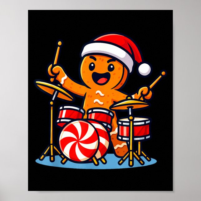 Poster Gingerbread Man Playing Drums  (Devant)