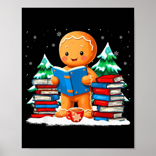Poster Gingerbread Reading Books Librarians Merry Christm (Devant)