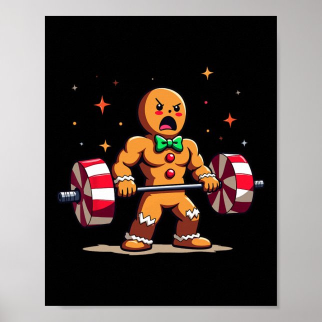 Poster Gingersher Funny Gingerbread Homme Gym Bodybuildin (Devant)