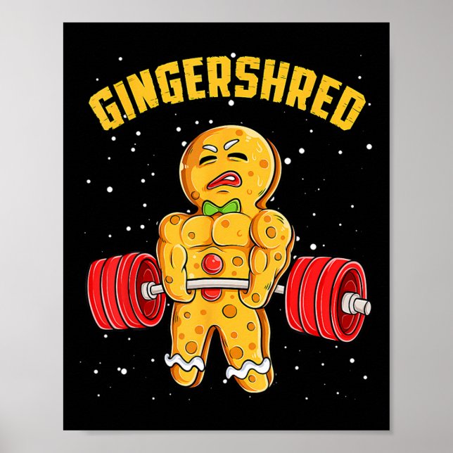 Poster Gingersher Funny Gingerbread Homme Gym Bodybuildin (Devant)