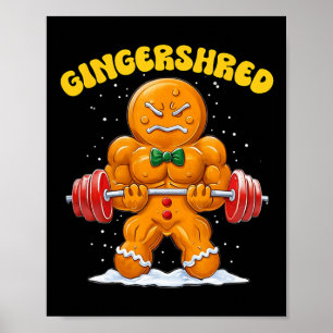 Poster Gingershred Drôle Homme Pain d'épice Gym Musculati