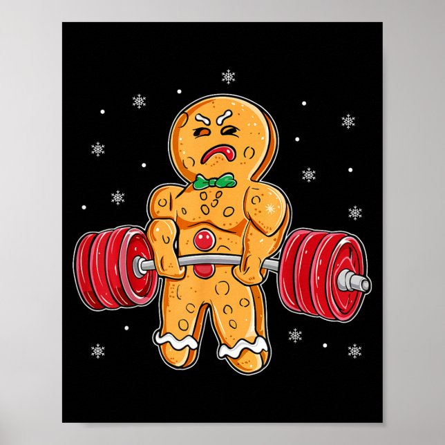 Poster Gingershred Funny Gingerbread Man Gym Bodybuilding (Devant)