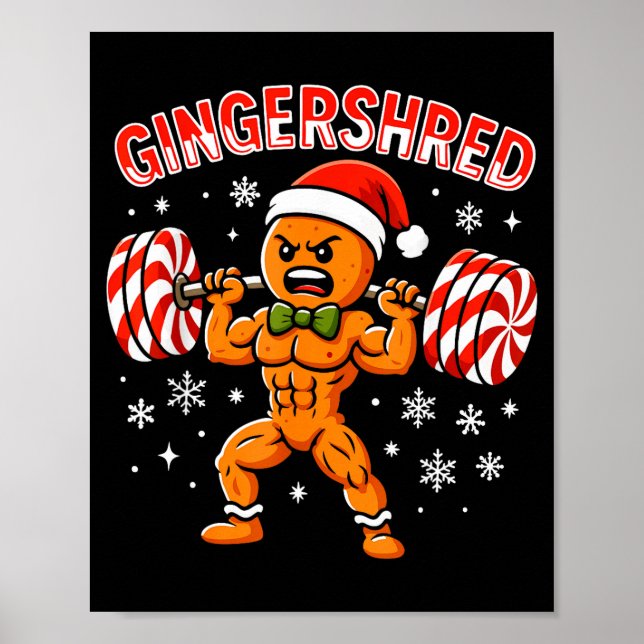 Poster Gingershred Funny Gingerbread Man Gym Bodybuilding (Devant)