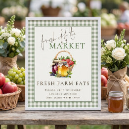 Poster Gingham Frais du marché Ferme Panneau Enterrement