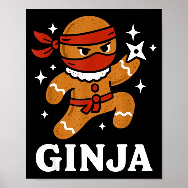 Poster Ginjas Gingerbread Ninja Funny Christmas Cookie Bo (Devant)