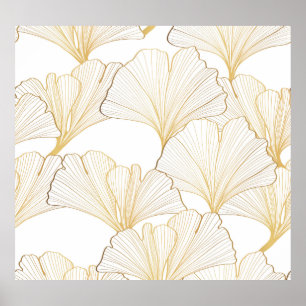 Poster Ginkgo Gold : Arrangement de feuille luxueux