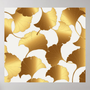 Poster Ginkgo Gold : Design Vintage de luxe.
