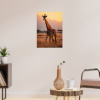 Girafe au coucher du soleil - Illustration de la f