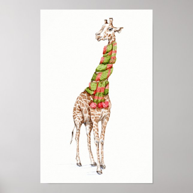 Poster Girafe avec une écharpe (Devant)