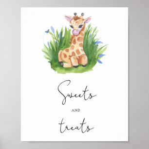 Poster Girafe Bébé - fête de naissance douceurs et friand