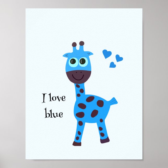 Poster Girafe bleu (Devant)