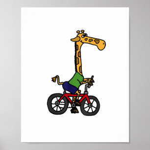 Poster Girafe Cool qui fait du Vélo