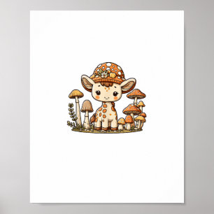 Poster Girafe Cottagecore Champignon _1