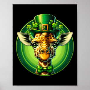 Poster Girafe de lutin drôle Saint Patrick Enfants Hommes
