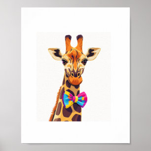 Poster Girafe Drôle Avec Noeud Papillon Humour Animal
