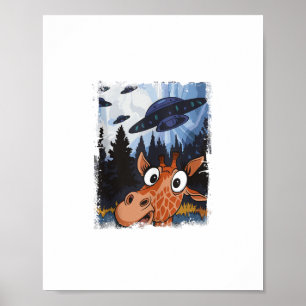 Poster Girafe Drôle UFO Zoo Animal Étrange Mème Graphique